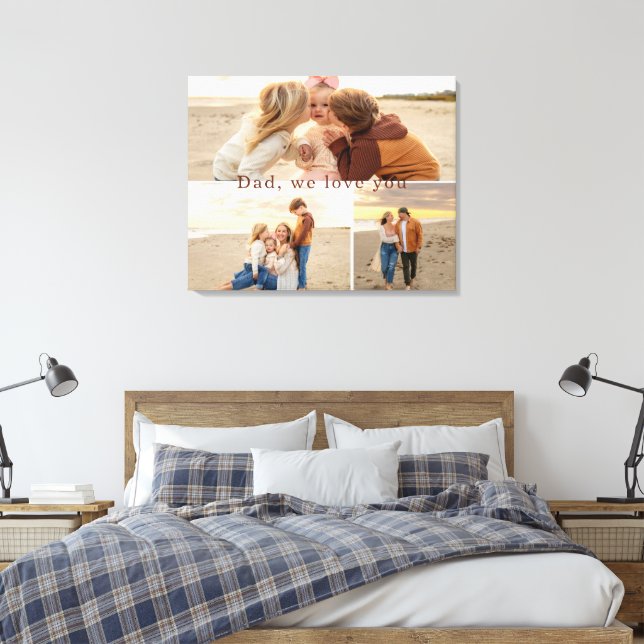 Pappa Vi älskar dig tre fotokollage Canvastryck (Insitu (sovrum))