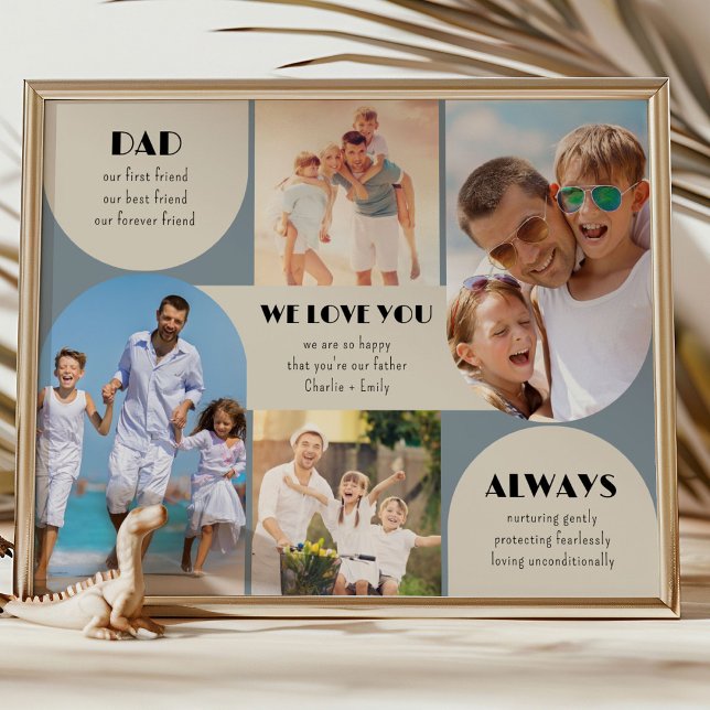 Pappa Vi Kärlek dig alltid Modern 4-foto Poster (Photo Display poster - order professionally printed or as a printable digital download)