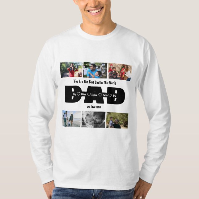 Pappa, vi Kärlek dig - Fars dag 6 Fotokollage T Shirt (Framsida)