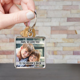 Pappa Vi Kärlek dig till grottan och bakfoten Fyrkantig Silverfärgad Nyckelring