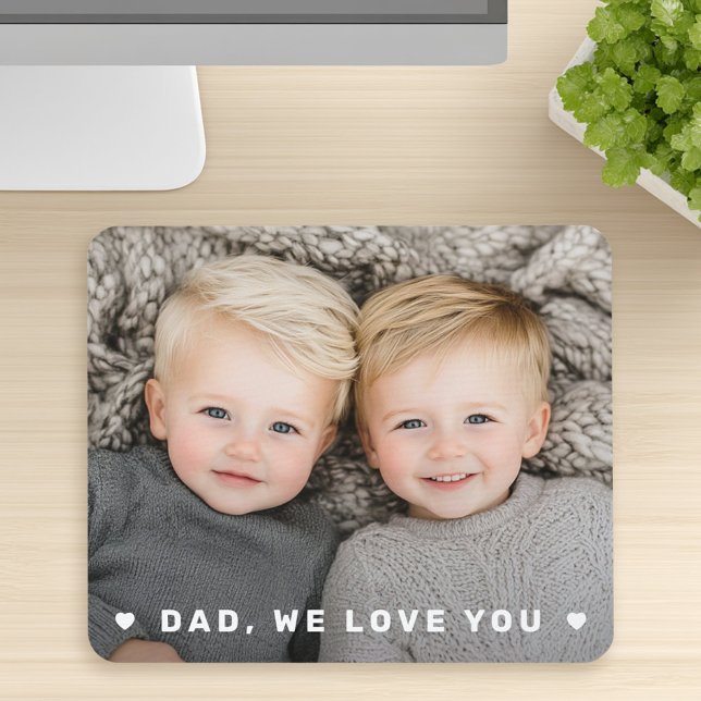 Pappa, vi kärlek, du gillar att lägga över fotot a musmatta (Dad we love you hearts overlay fathers day photo mouse pad)