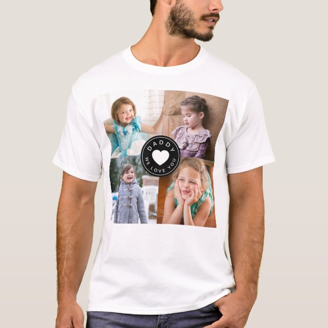 Pappa Vi Kärlek du gillar barn 4 Fotokollage T Shirt (Framsida)