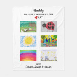 Pappa vi Kärlek du överför barnkonst till Teckning Fleecefilt