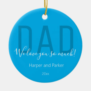 Pappa Vi kärlek er Blå vita Namnen Fars dag Julgransprydnad Keramik