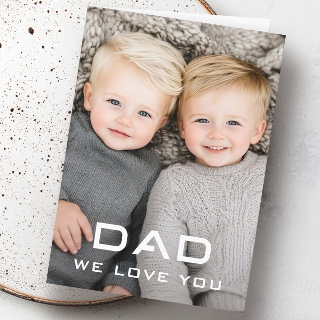 Pappa, vi kärlek, ett modernt fars dag-foto helgkort (Dad we love you modern father's day photo holiday card)