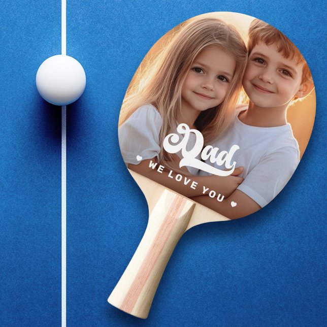 Pappa, vi kärlek, fotohjärtetext fars dag pingisracket (Dad we love you photo hearts text fathers day ping pong paddle)
