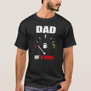 Pappa vid 3 barn Vintage Pappa batteri med låg Far T Shirt
