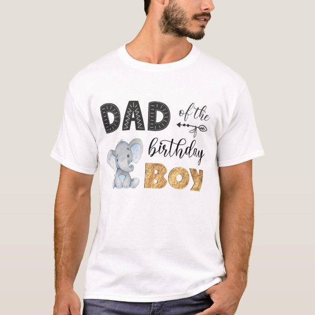 Pappa vid Birthday Boy Elephant T-Shirt (Framsida)