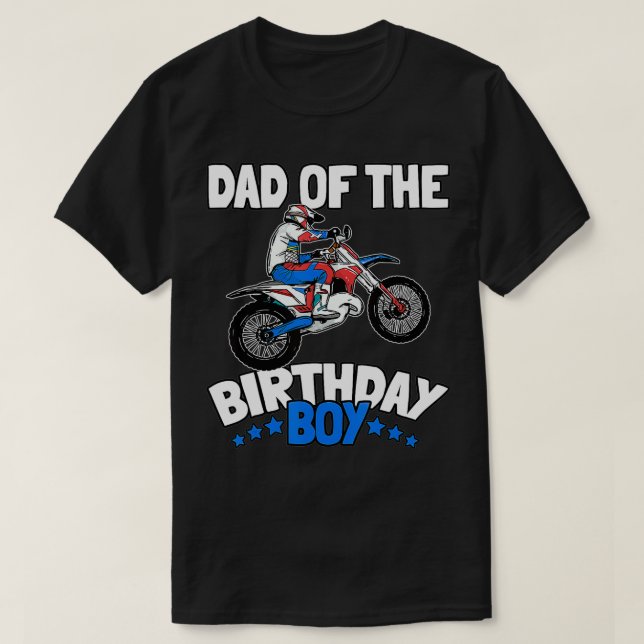 Pappa vid Birthday Boy Funny Dirt Bike Motocross T Shirt (Design framsida)