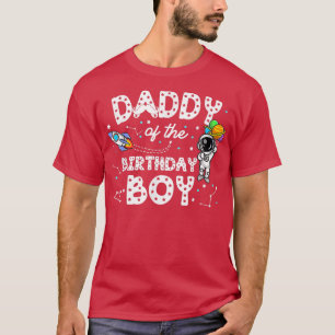 Pappa vid födelsedag Astronaut Boy Space Theme Bir T Shirt