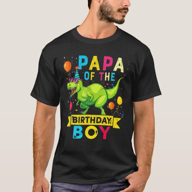 Pappa vid födelsedag T Rex RAWR Dinosaur Birth Shirt (Framsida)