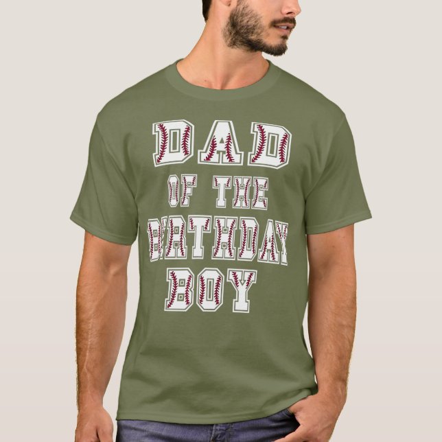 Pappa vid födelsedagen Baller Baseball Thémen Part T Shirt (Framsida)