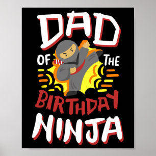 Pappa vid födelsedagen Ninja Karate Kids Bday Part Poster