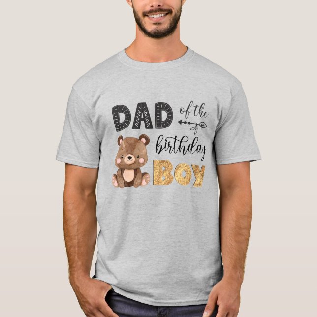 Pappa vid födelsedagskorgen Baby Bear T Shirt (Framsida)