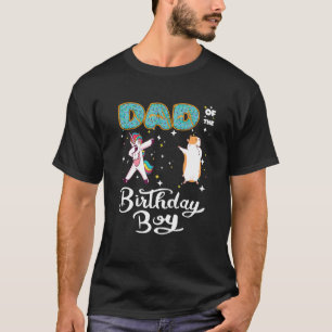 Pappa vid födelsedagspojken Donut Dabbing Unicorn  T Shirt
