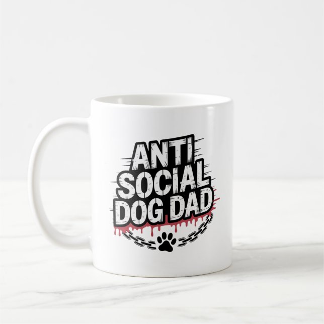 Pappa vid Social Hund - Rolig hund Älskare Kaffemugg (Vänster)