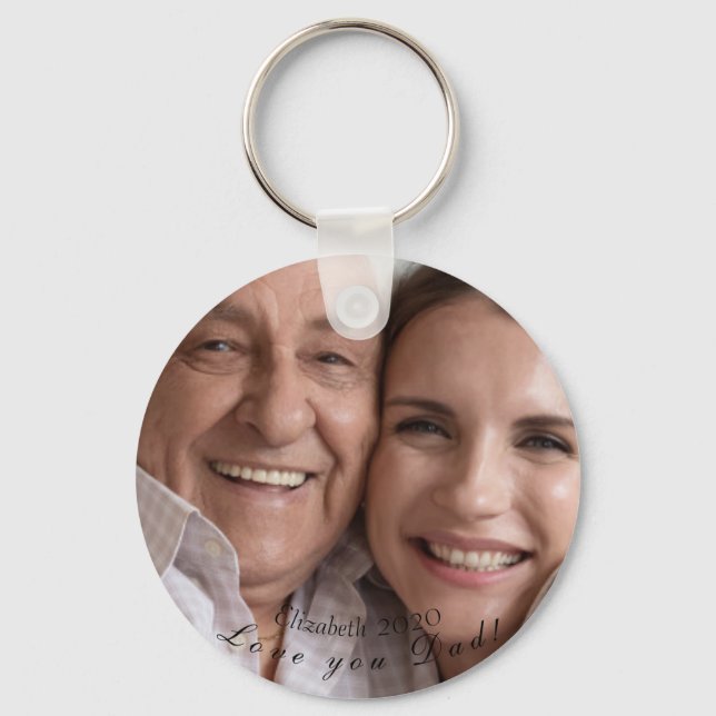 Pappa & Vuxen dotter fars dag din bild namn Nyckelring (Framsida)