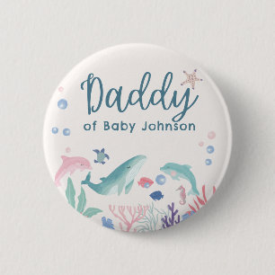 Pappa Watercolor Ocean Baby Shower Knapp