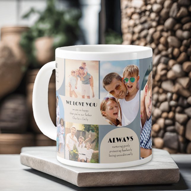 Pappa we Kärlek You alltid 6 Photo Collage Jumbo Mugg (Photo Mug for Dad with 6 Pics and Custom Wording)