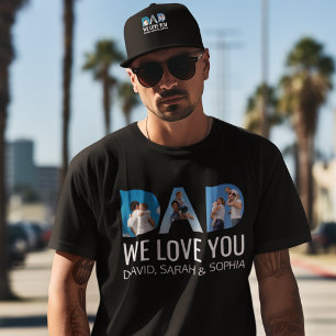 Pappa We Kärlek You Anpassningsbar 3 Photo Fars da T Shirt