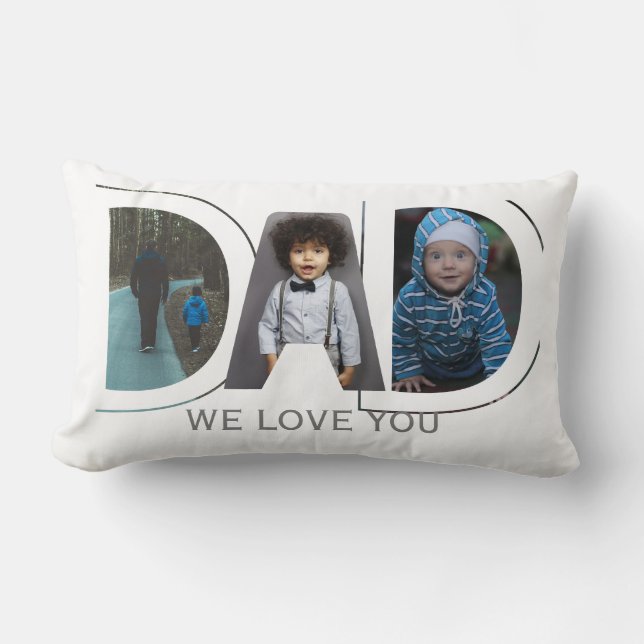Pappa We Kärlek You Anpassningsbar Fars dag 3 Phot Lumbarkudde (Framsida)