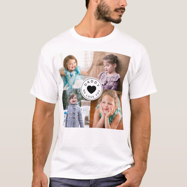 Pappa we Kärlek You Black Heart Kids 4 Photo Colla T Shirt (Framsida)