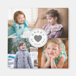 Pappa We Kärlek You Cute Heart Photo Collage Magnet