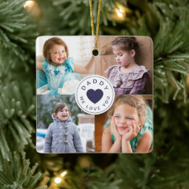 Pappa We Kärlek You Photo Collage Julgransprydnad Keramik