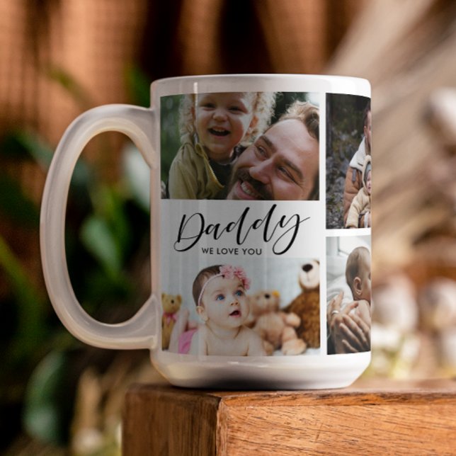 Pappa We Kärlek You Photo Collage Kaffemugg (Skapare uppladdad)