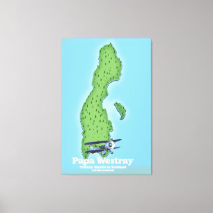 Pappa Westray Scotland karta. Canvastryck