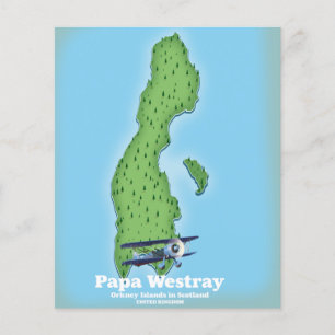 Pappa Westray Scotland karta. Flygblad