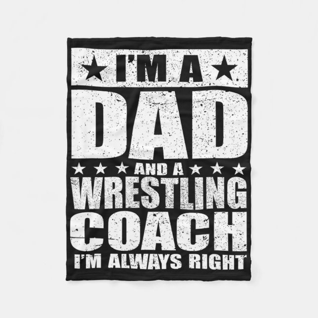 Pappa Wrestling Coach Coacher Fars dag Shirts Gif Fleecefilt (Framsidan)