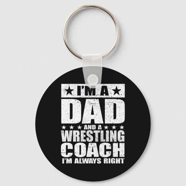 Pappa Wrestling Coach Coacher Fars dag Shirts Gif Nyckelring (Framsida)
