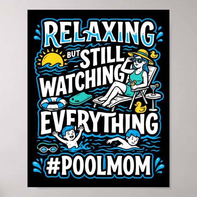 Pappabadar simmande mamma simmare mamma mammor poster (Framsidan)