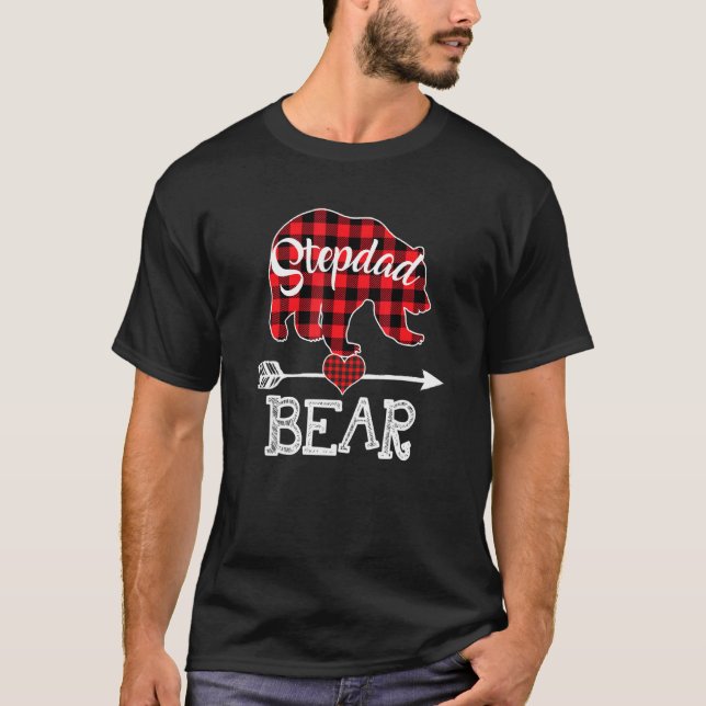 Pappabjörn jul pyjamas röda randiga Buffalo Fa T Shirt (Framsida)