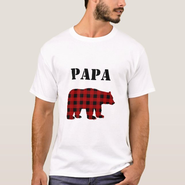 Pappabjörnmanar pläd för t-skjorta buffel t shirt (Framsida)