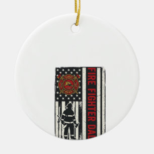 Pappabrandman Distressed Flagga Vektor Design_1 Julgransprydnad Keramik