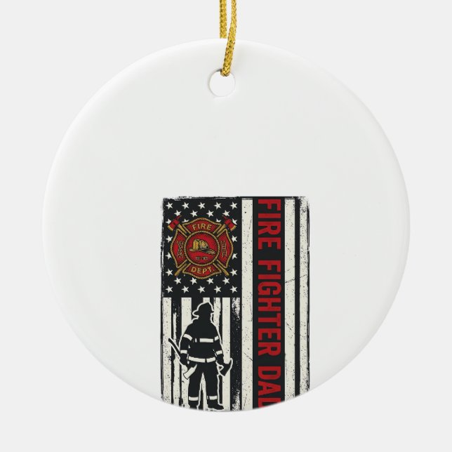 Pappabrandman Distressed Flagga Vektor Design_1 Julgransprydnad Keramik (Framsidan)