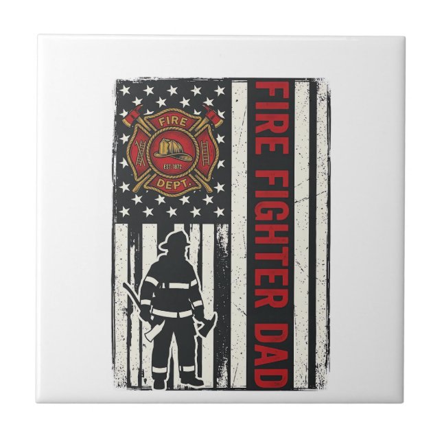 Pappabrandman Distressed Flagga Vektor Design_1 Kakelplatta (Framsidan)