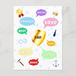 Pappadagen Bästa Pappa Ordmoln Kung Krona Kärlek Vykort