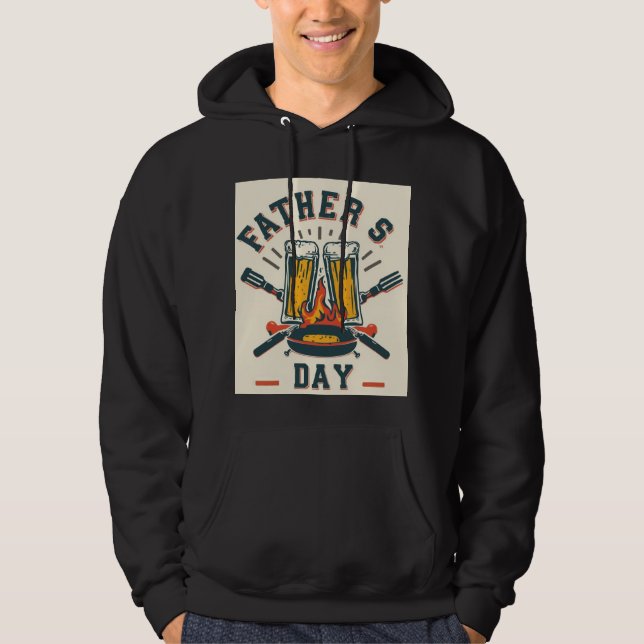 Pappadagens öl & grillig rolig hoodie (Framsida)