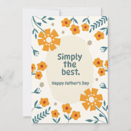 Pappadagenskort med orange blommor och tealblad tack kort