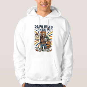 Pappadags Pappa Björn På Duty Tröja Rolig Djur Pap Hoodie