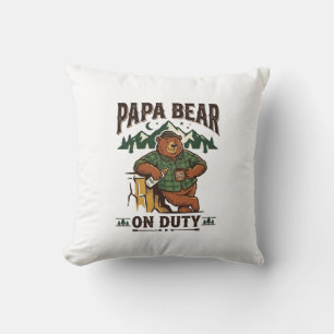 Pappadags Pappa Björn På Duty Tröja Rolig Djur Pap Kudde