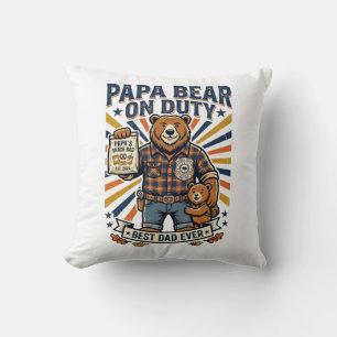 Pappadags Pappa Björn På Duty Tröja Rolig Djur Pap Kudde