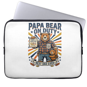 Pappadags Pappa Björn På Duty Tröja Rolig Djur Pap Laptop Fodral