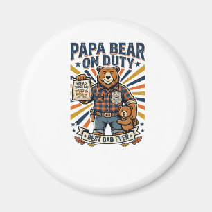Pappadags Pappa Björn På Duty Tröja Rolig Djur Pap Magnet