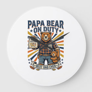 Pappadags Pappa Björn På Duty Tröja Rolig Djur Pap Stor Klocka