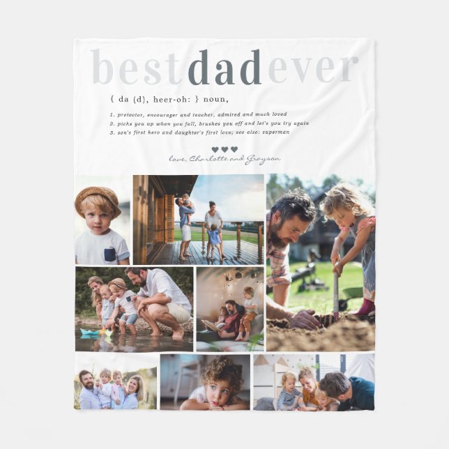 Pappaddefinition | 8 Foto Personlig  Fleecefilt (Framsidan)