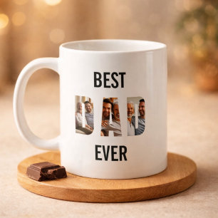 Pappafoto Collage Utklipp Fars Dag Födelsedag Kaffemugg